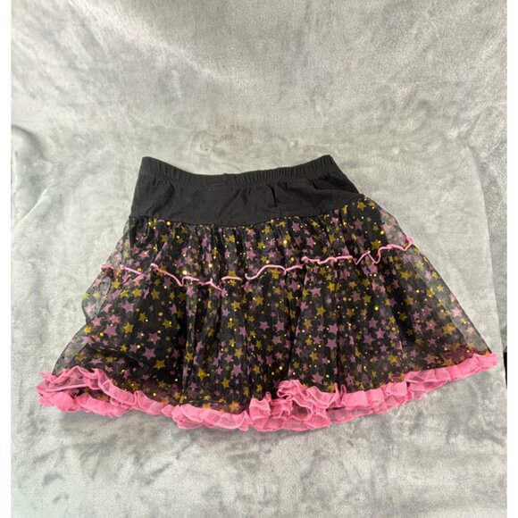 Hello Kitty Skirt Girl's Large 10/12 black, pink and gold ruffled skirt - Picture 2 of 8